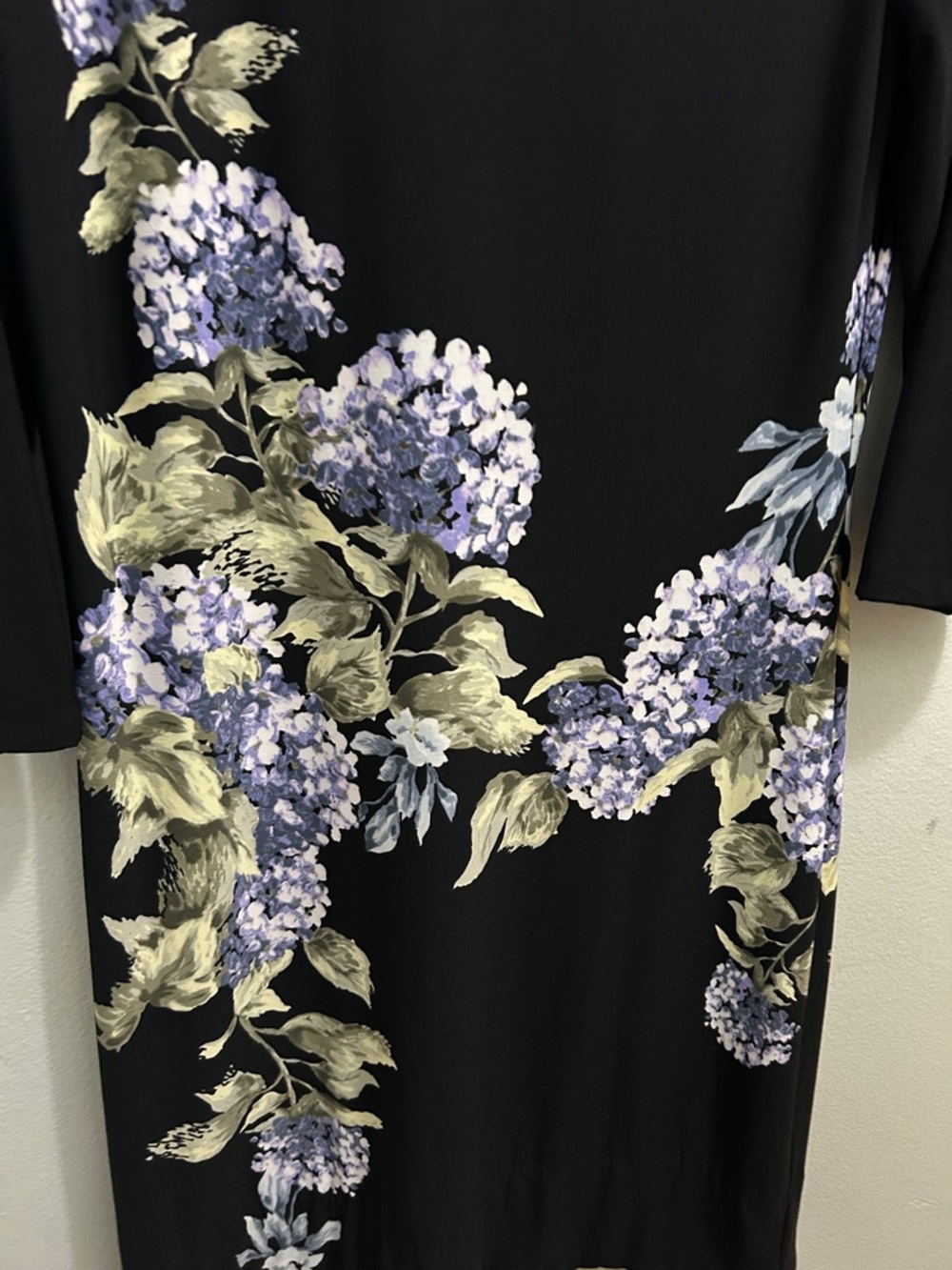 White House Black Market Black Midi Dress with Purple Floral Print - Picture 6 of 6